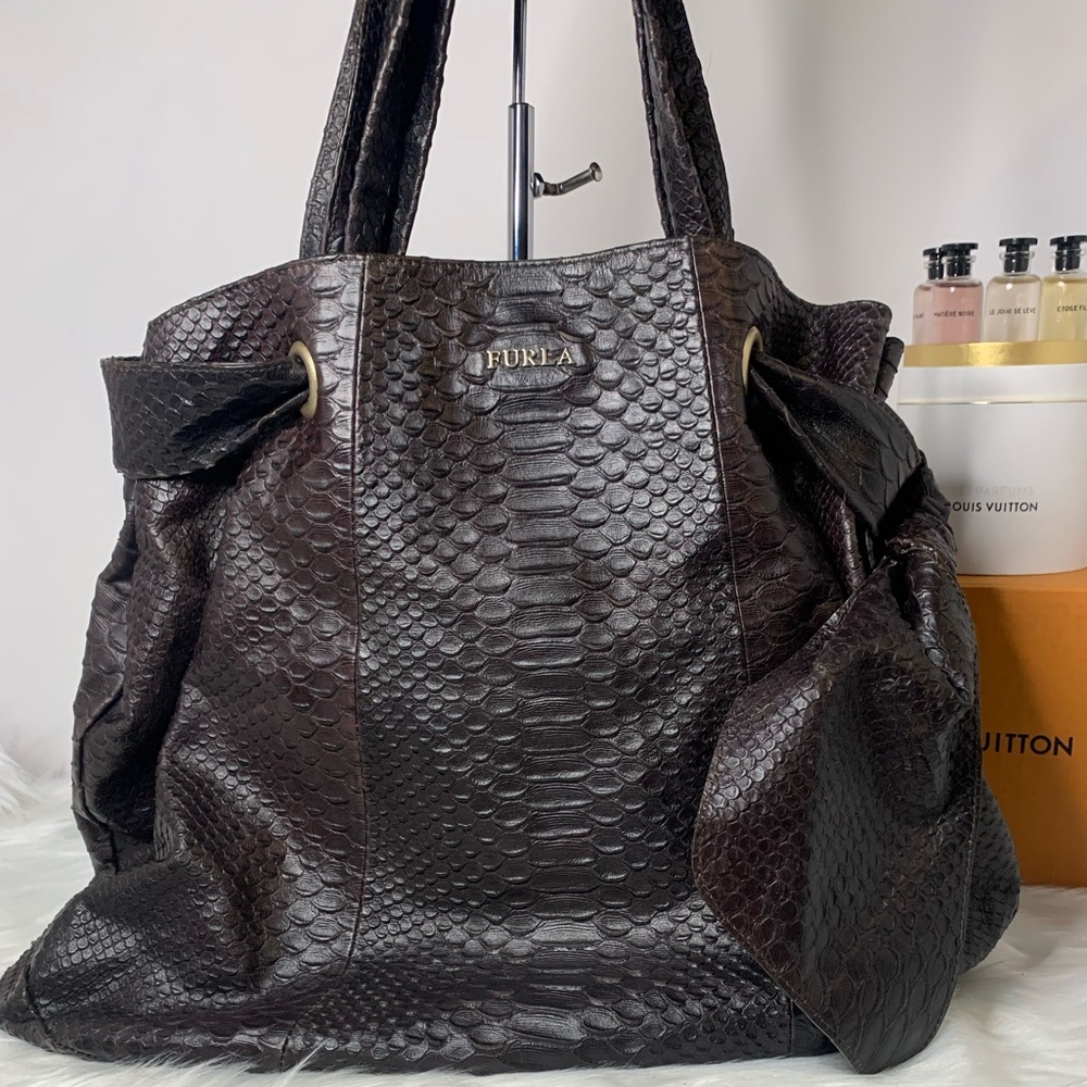 Authentic Furla Large Crocodile Bow Purse